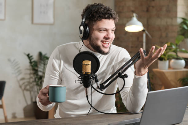 istock Recording podcast for radio 1308840769