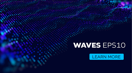 Science Sounds Background Sound Vector Background Wave Of Particles Futuristic Stream Science ...