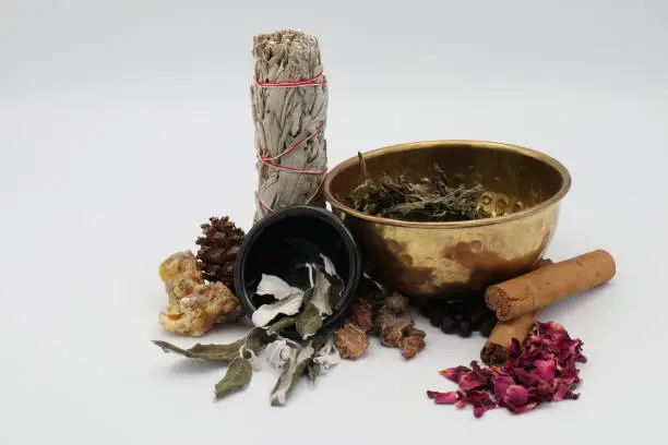 various smoking substances, herbs, spice and resin