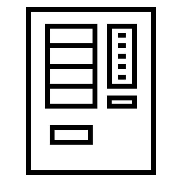illustrazioni stock, clip art, cartoni animati e icone di tendenza di icona linea distributore automatico, illustrazione vettoriale simbolo contorno - vending machine immagine