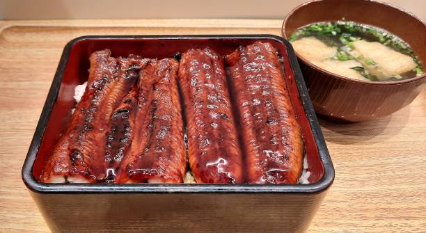 istock Unagi donburi with miso soup 1308845020