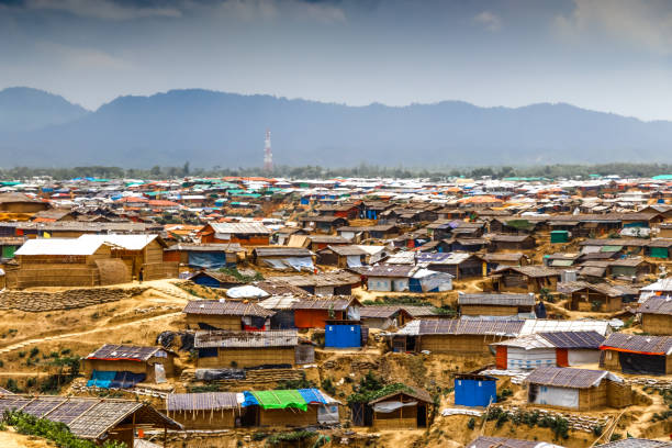 Rohingya Camp Cox's Bazar World largest humanitarian response, Rohingya refugee camps in Cox's Bazar, Bangladesh refugee camp stock pictures, royalty-free photos & images