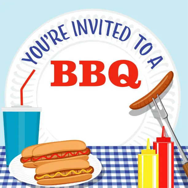 Vector illustration of BBQ Invitation Template With Copy Space