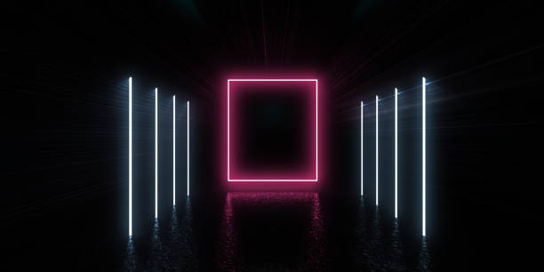 istock 3D abstract background with neon lights. neon tunnel .space construction . 3d illustration 1308853419