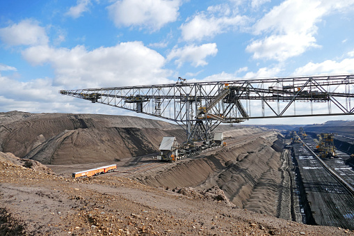 Open pit mining area in Welzow in the south of Brandenburg in Germany