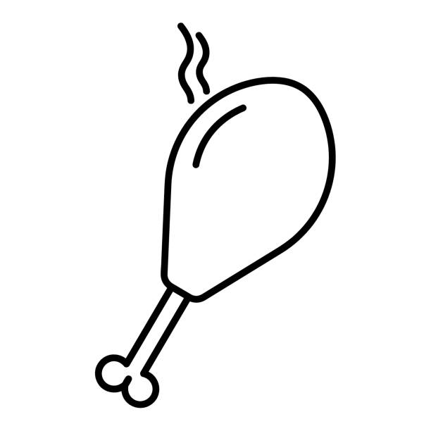 ÐÐ»Ñ ÐÐ½ÑÐµÑÐ½ÐµÑÐ° Chicken leg flat icon. Pictogram for web. Line stroke. Isolated on white background. Vector eps10 chicken leg stock illustrations
