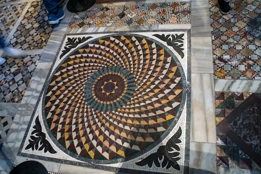 A floor mosaic in the san Marco basilica in Venice, Italy