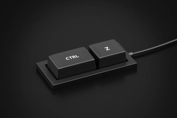 ctrl z shortcut button and undo or backward keyboard concept of control keypad background. 3d rendering. - letter z imagens e fotografias de stock