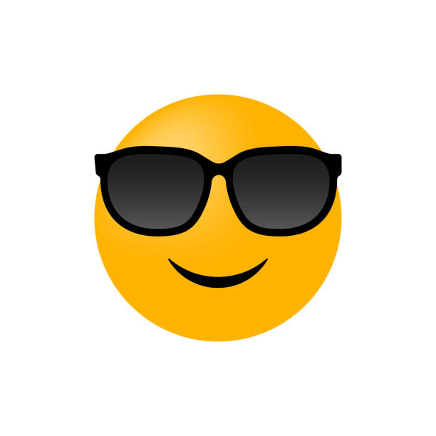 ilustraciones, imágenes clip art, dibujos animados e iconos de stock de emoticono con gafas aisladas sobre fondo blanco. icono vectorial - gafas de sol