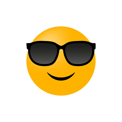 Emoticon with glasses isolated on white background. Vector icon