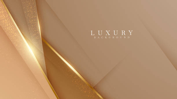 istock Elegant brown shade background with line golden elements. Realistic luxury paper cut style 3d modern concept. 1308874286