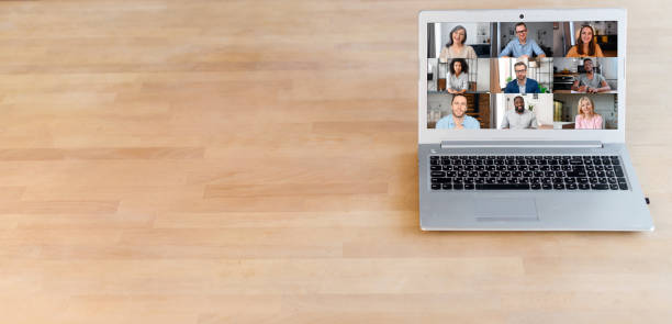 istock A laptop with a video conference on it 1308878587