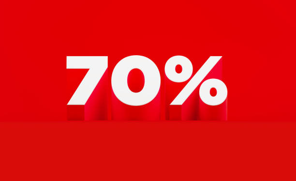 istock Sale Concept - White 70 Percent Text Sitting On Red Background 1308878678