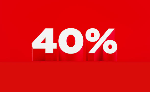 istock Sale Concept - White 40 Percent Text Sitting On Red Background 1308878696