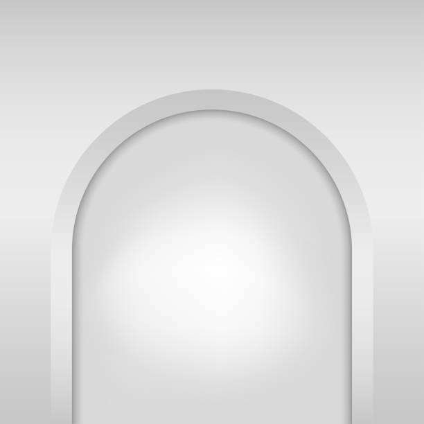 istock Pink arch niche. Recess in a colored wall in arch shaped . Editable Background Vector 1308882191