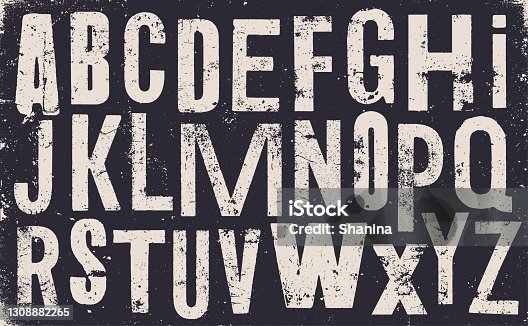 istock Distressed old uppercase alphabet - v2 1308882265