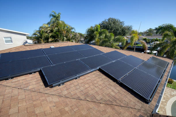istock Solar panels on a residential house 1308882710