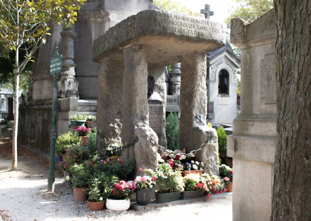 The grave of Allan Kardec writer of the spirit book at Pere Lachaise cemetery in Paris, France stock photo