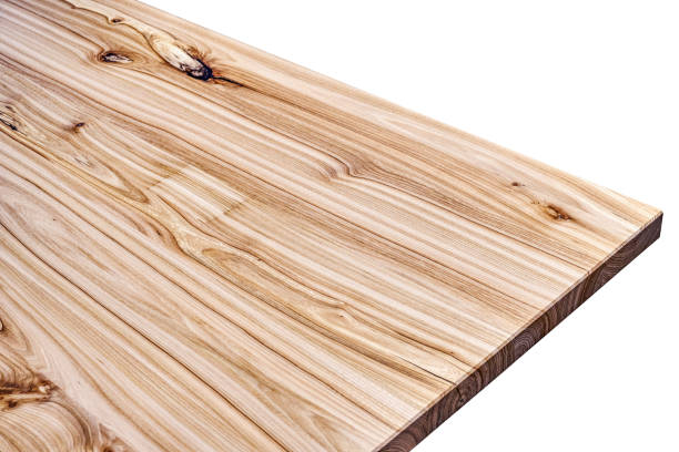 istock Live edge elm countertop on white background. Close-up 1308885594