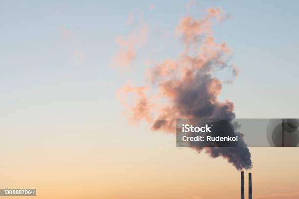Harmful Air Pollution Factory Pipes Pollute Lots Of Toxic Substances Stock Photo - Download Image Now