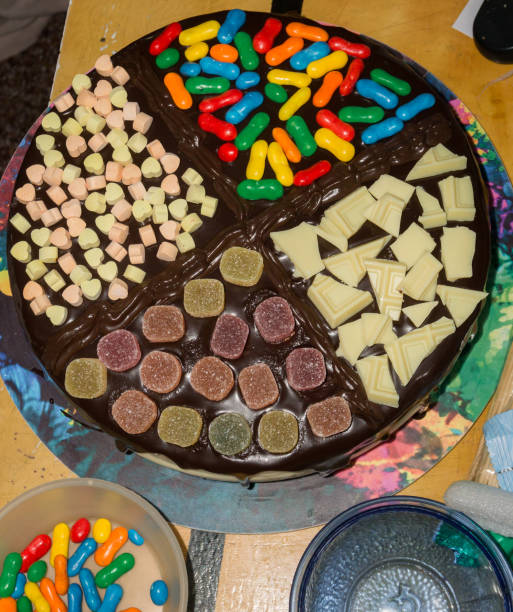 istock Toppings in a chocolate cake, homemade, high angle 1308890389
