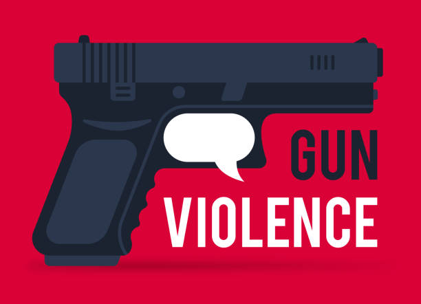 ilustraciones, imágenes clip art, dibujos animados e iconos de stock de conversación sobre la violencia armada - gun violence