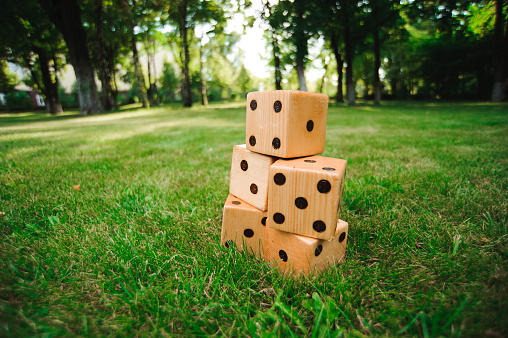 Outdoor games - Big dices on the green grass