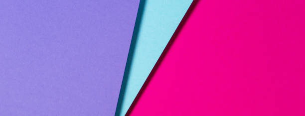 istock Abstract color papers geometry flat lay composition banner background with purple, blue and magenta color tones 1308896159