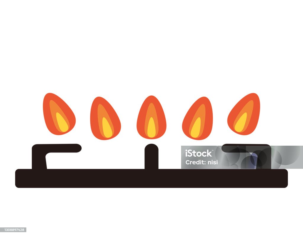불꽃의 벡터 그림 가스 불 가스렌지에 대한 스톡 벡터 아트 및 기타 이미지 - 가스렌지, 요리하기-음식 준비, 불 - Istock