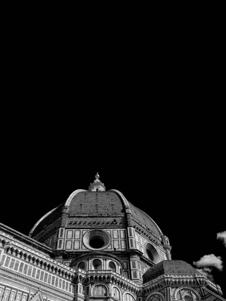 St Mary of the Flower iconic dome in Florence seen from below, built by italian architect Brunelleschi in the 15th century and symbol of Renaissance in the world