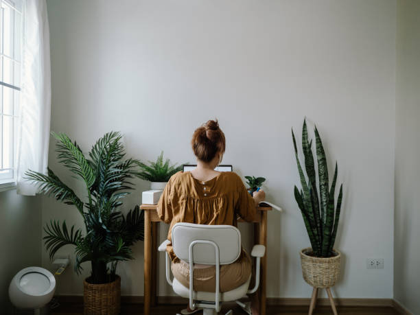istock Asian female working at home. 1308899527