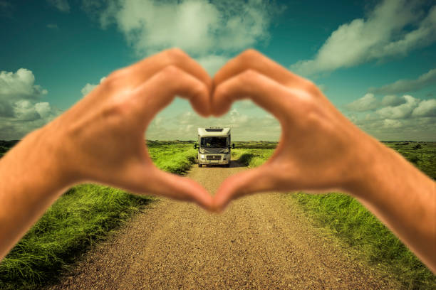 istock Motorhome on an off-road road in a dune landscape 1308900731