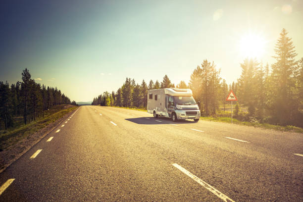istock Motorhome on a street in Scandinavia 1308900920