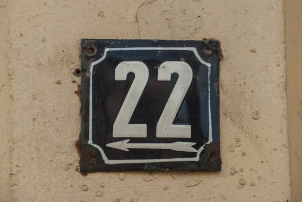 istock Weathered enamelled plate number 22 1308901581