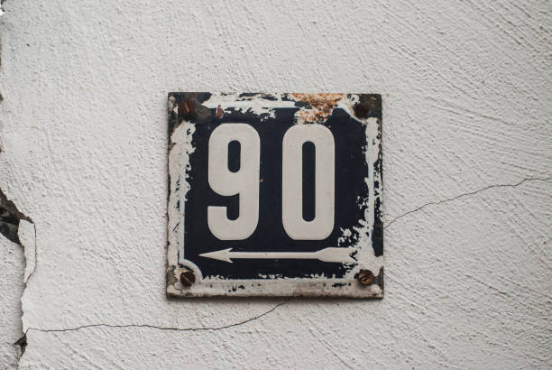 istock Weathered enamelled plate number 90 1308901591