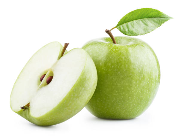 istock Delicious green apples on white 1308902755