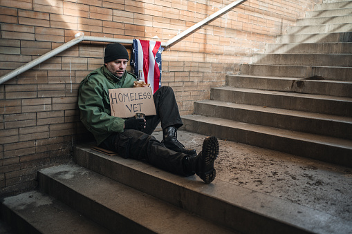 London, UK.  September 22nd 2021.  People sleeping rough in the Nine Elms Pavilion on Riverside Walk by the Thames.