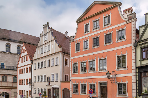 Street with historical houses in Neuburg an der Donau, Germany