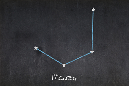 Blackboard with the Mensa constellation drawn in the middle.