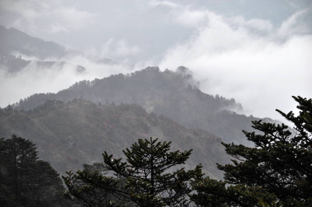 istock Panoramic view of rows of mountain ridges 1308909862