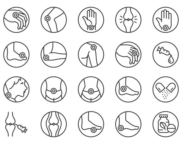 ilustrações de stock, clip art, desenhos animados e ícones de arthritis icon set - inflammation