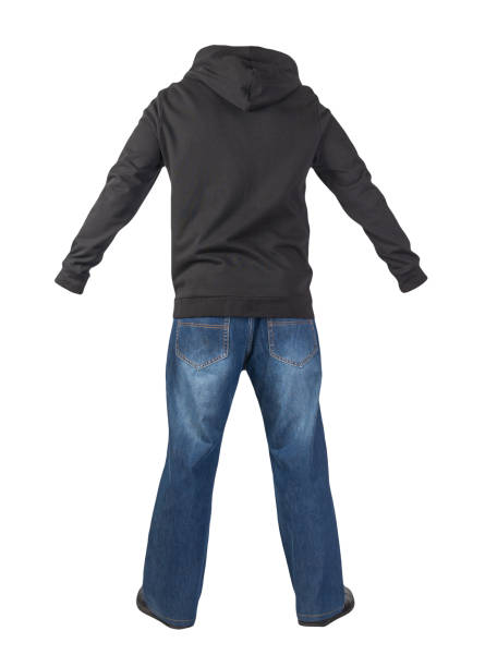 istock blue jeans, hooded sweatshirt and leather shoes isolated on white background. 1308917785