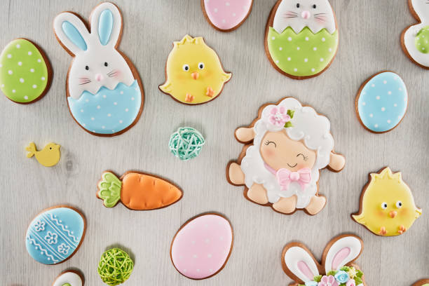 istock Top view of multi colored cookies for celebrate Easter 1308922009
