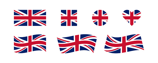 Great Britain set flag. United Kingdom isolated flat icon. Vector illustration