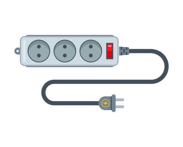 Power strip for supplying electricity through an outlet Power strip for supplying electricity through an outlet. flat vector illustration isolated on white background. gang socket stock illustrations