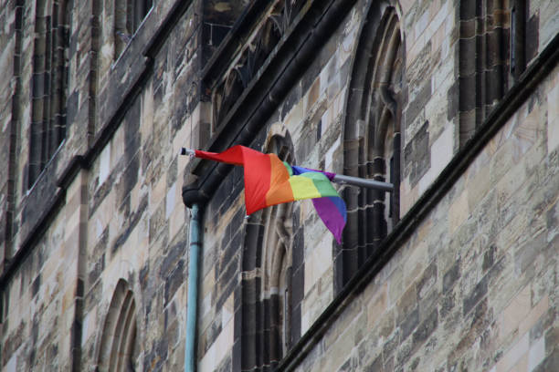A flag on a church