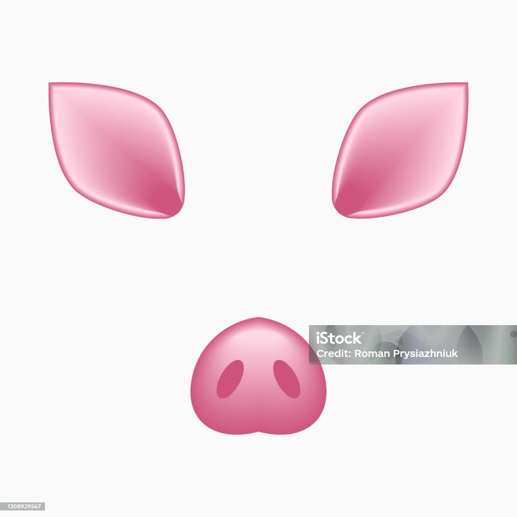 Pig Face Elements Ears And Nose Selfie Photo And Video Chart Filter With  Cartoon Animals Mask Vector Stock Illustration - Download Image Now - iStock