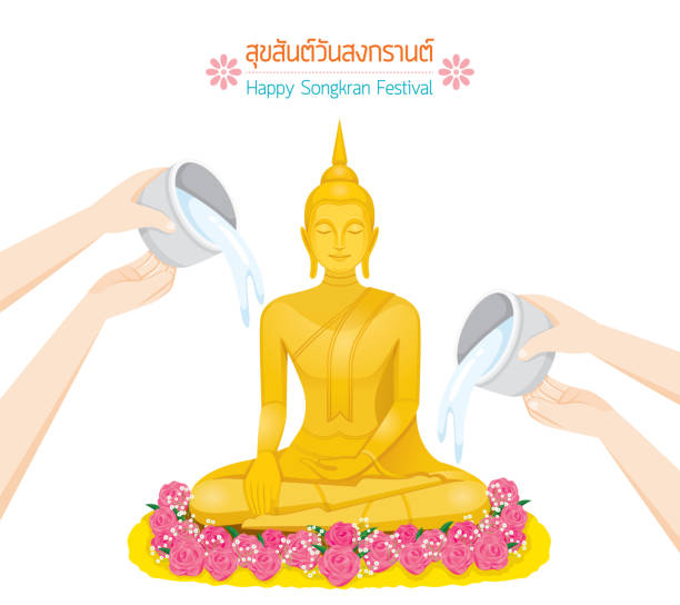 istock People Sprinkle Watering Onto A Buddha Statue For Prosperity, Happy Songkran Festival, Tradition Thai New Year, Suk San Wan Songkran (Translate-Happy Songkran Festival) 1308932968