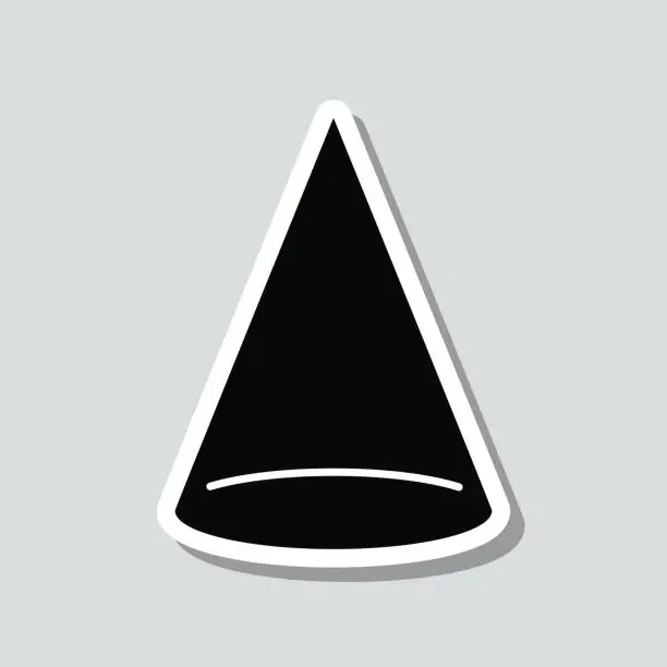 Vector illustration of Cone. Icon sticker on gray background