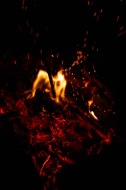 istock Flames of a bonfire at night 1308934017